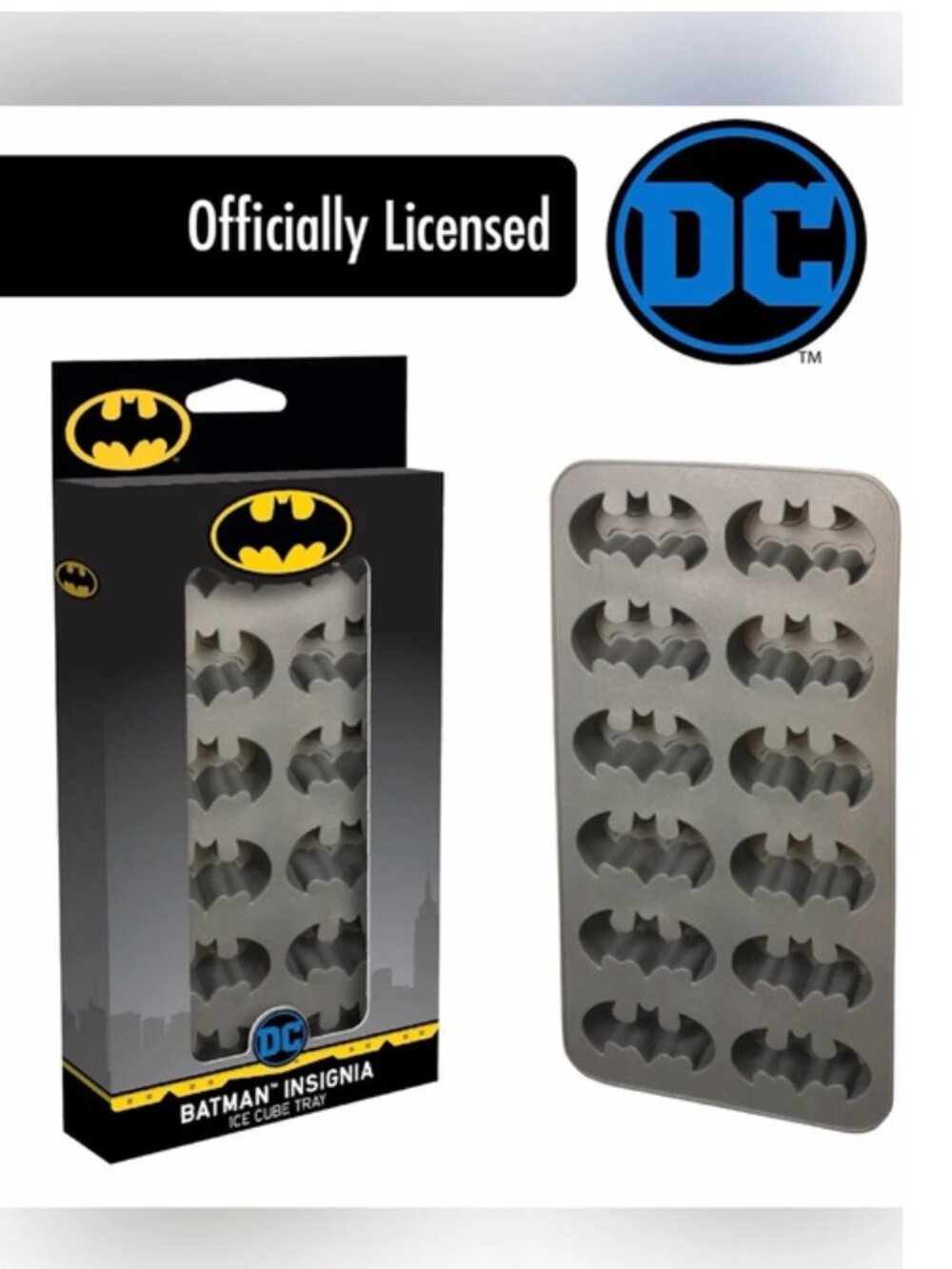 NIP ~ DC Comics Batman Logo Silicone Ice Cube Tray | Makes 12 Molded Cubes